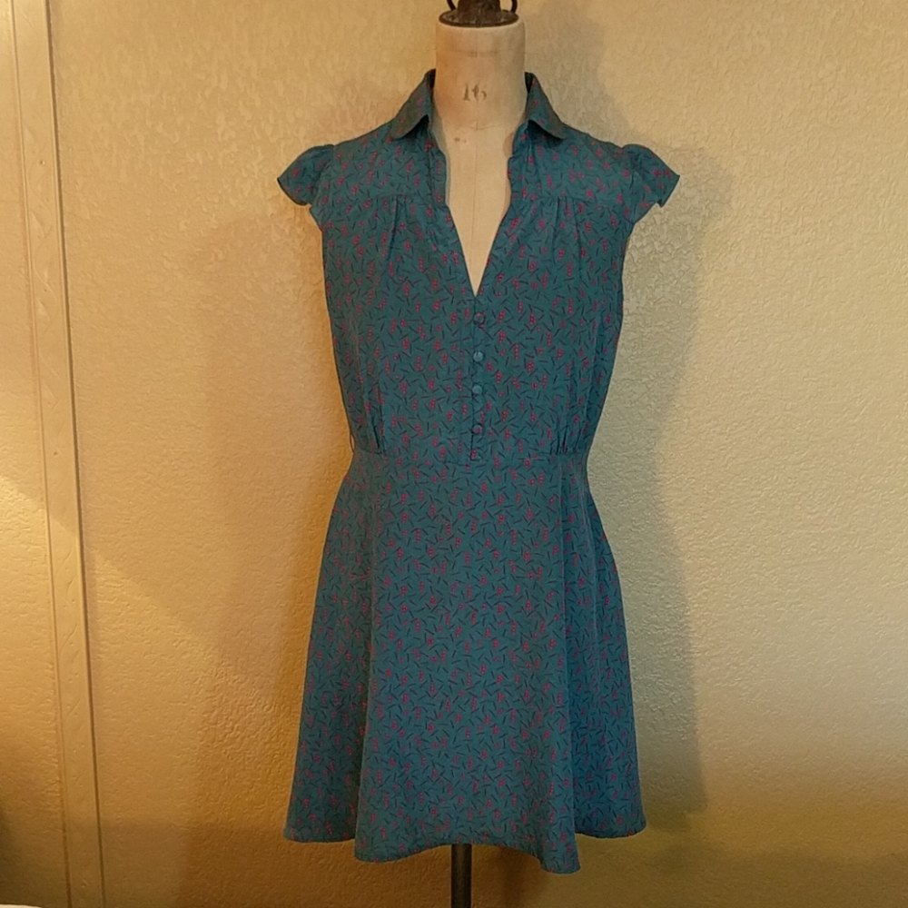 Teal Print Dress